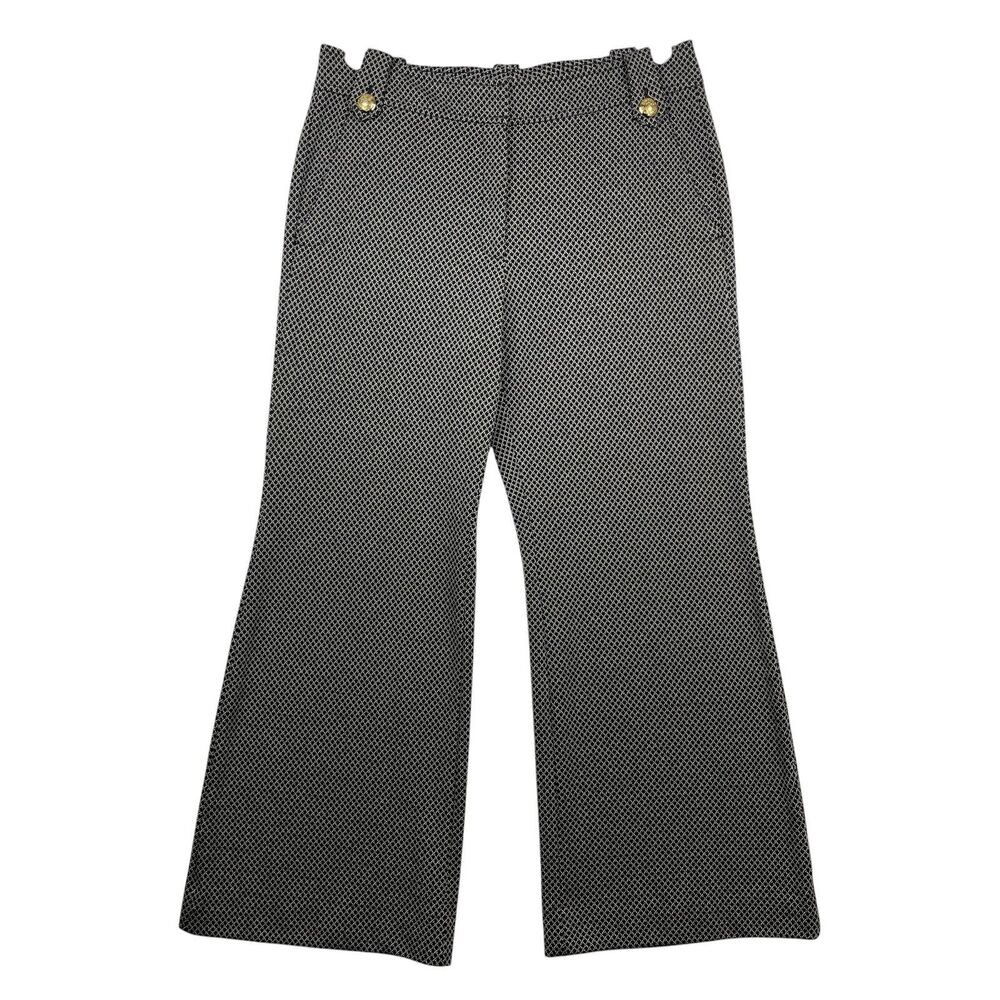 White House Black Market Women’s Mariner Pants Size 14 Wide Leg Geo Black Print